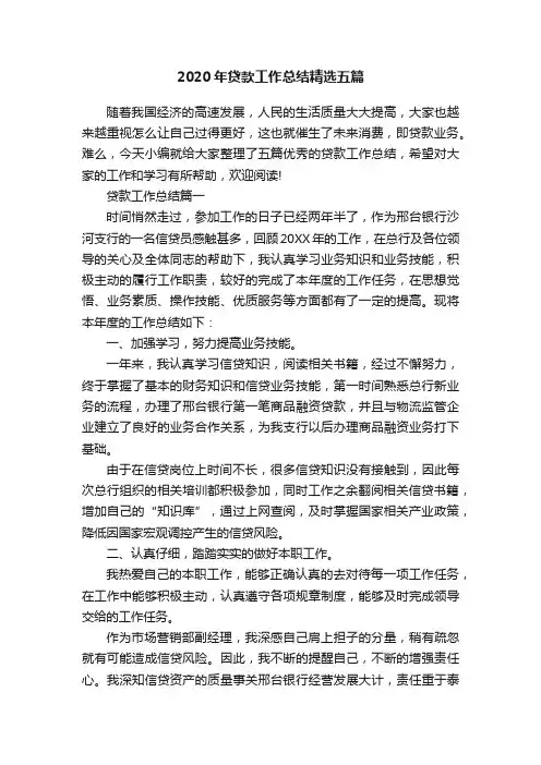 2020年贷款工作总结精选五篇