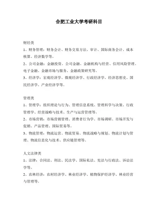 合肥工业大学考研科目
