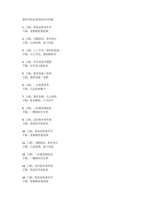 重阳节的由来风俗诗句对联