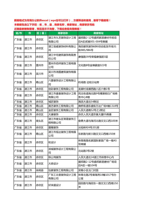 2020新版广东省湛江市建筑装潢有限公司工商企业公司商家名录名单黄页联系电话号码地址大全216家