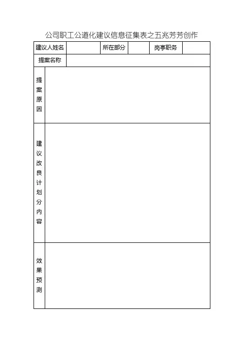 企业员工公司合理化建议提案征集表