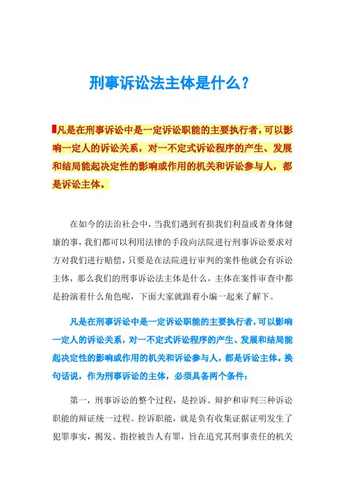 刑事诉讼法主体是什么？