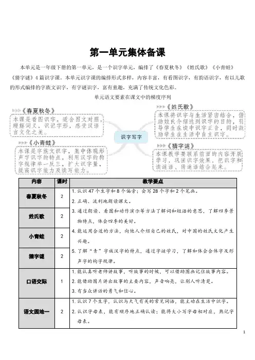 部编版一年级语文下册第一单元识字1.春夏秋冬教案