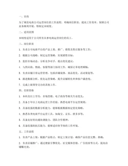 电商公司运营岗位管理制度