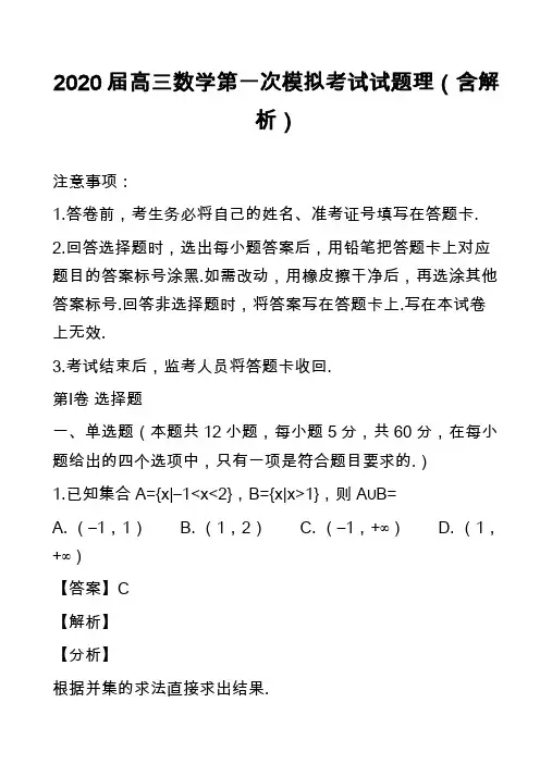 2020届高三数学第一次模拟考试试题理(含解析)