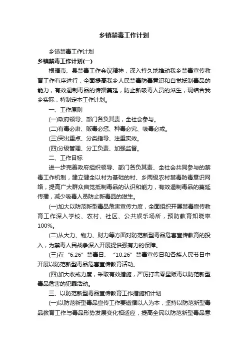 乡镇禁毒工作计划
