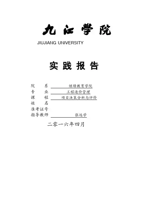 项目决策分析与评价