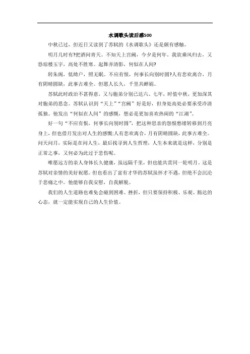 水调歌头读后感500