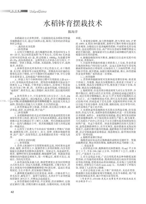 水稻钵育摆栽技术