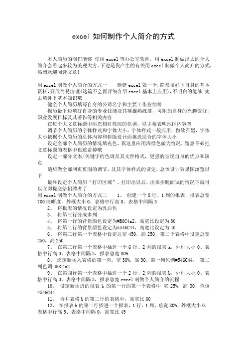 excel如何制作个人简介的方式