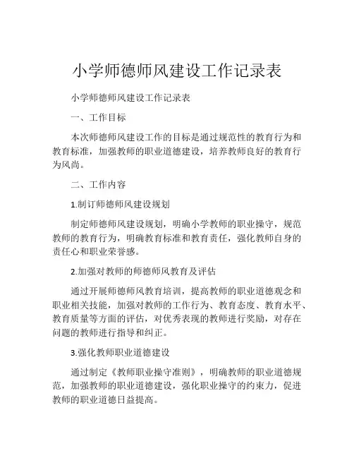 小学师德师风建设工作记录表