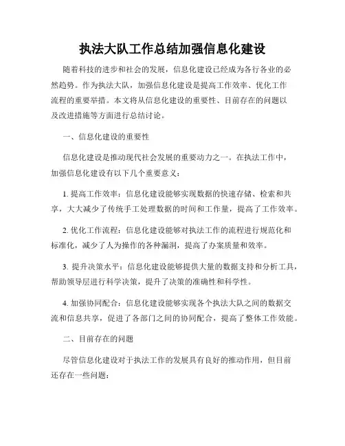 执法大队工作总结加强信息化建设