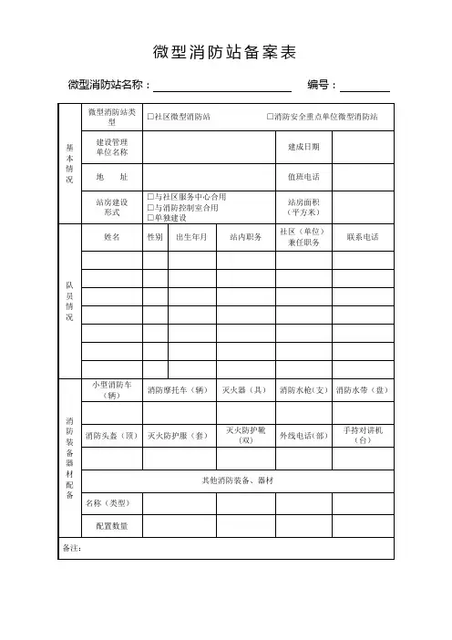 微型消防站备案表