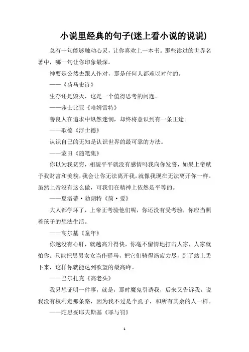 小说里经典的句子(迷上看小说的说说)