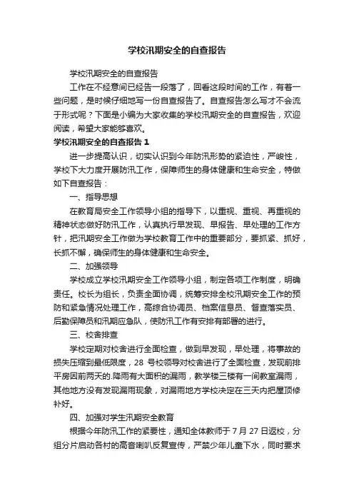 学校汛期安全的自查报告