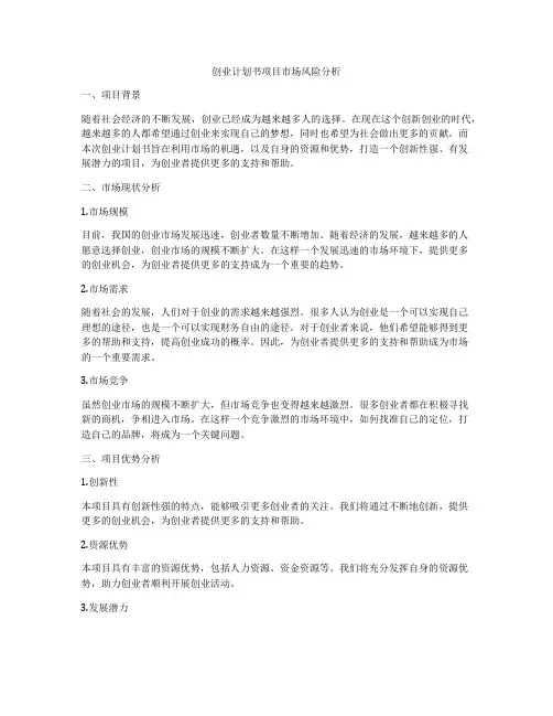 创业计划书项目市场风险分析