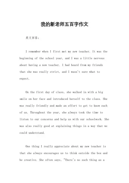 我的新老师五百字作文