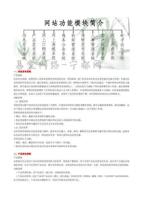 网站功能模块