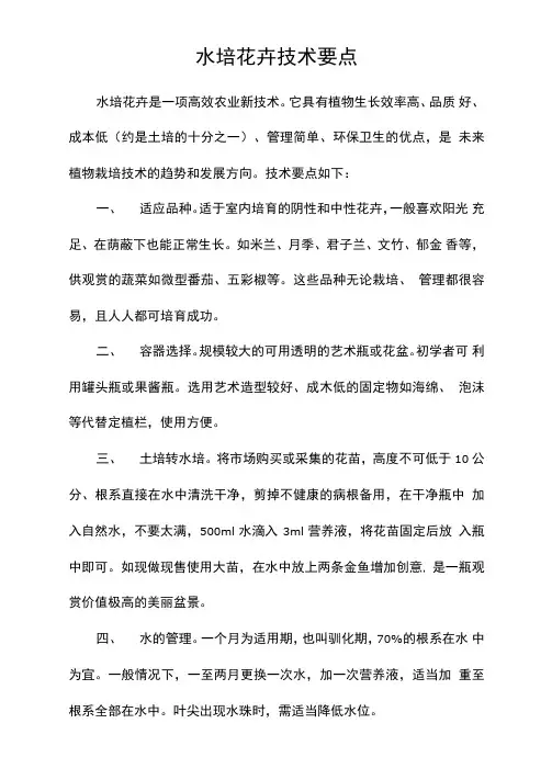 水培花卉技术要点