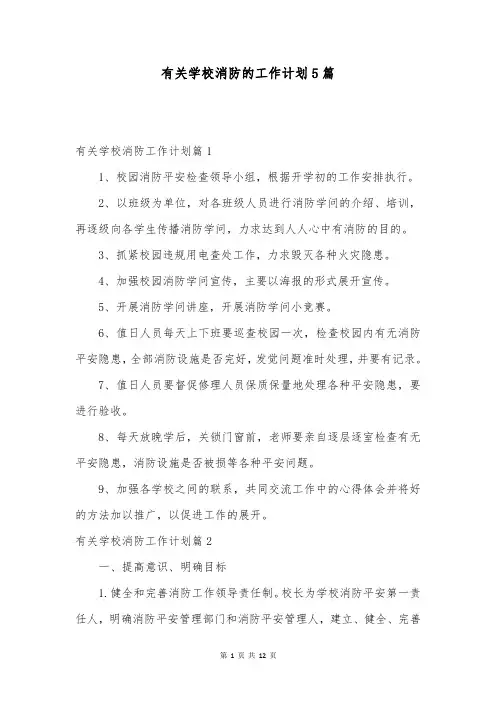 有关学校消防的工作计划5篇