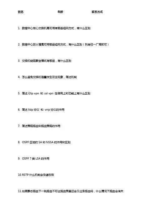网络工程师笔试题