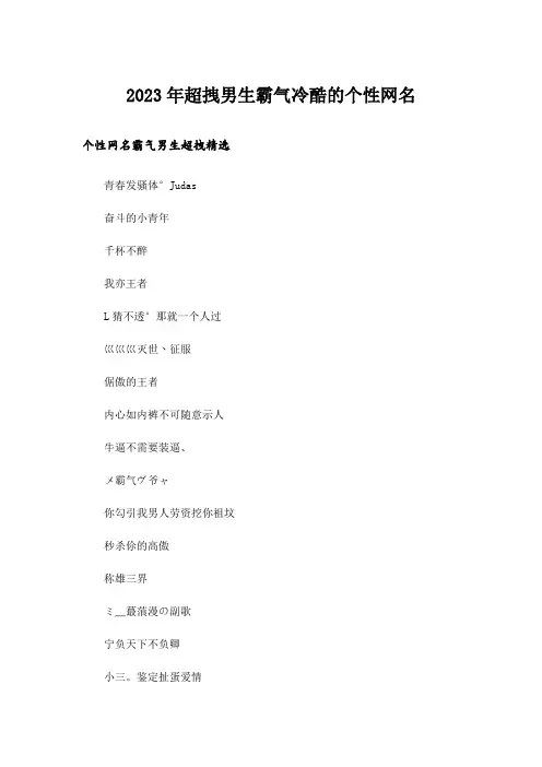 2023年个性_超拽男生霸气冷酷的个性网名