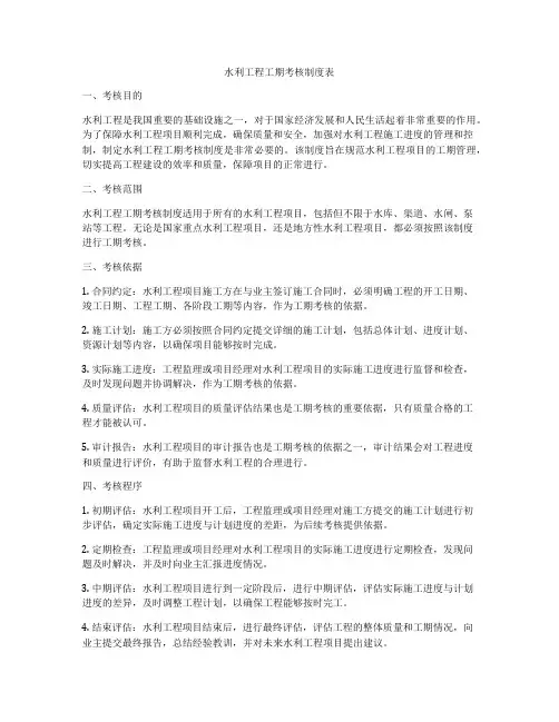 水利工程工期考核制度表