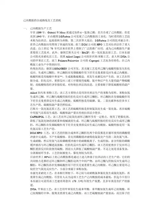 己内酰胺的合成路线及工艺消耗