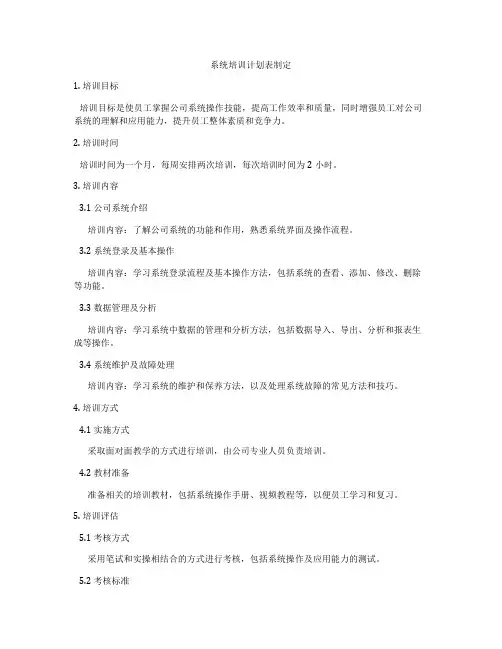 系统培训计划表制定