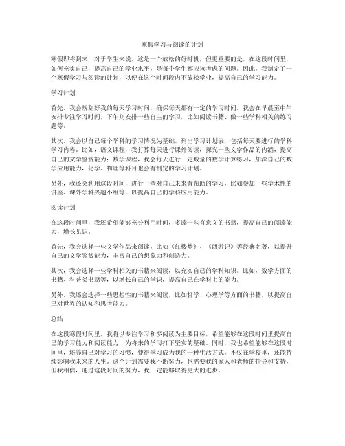寒假学习与阅读的计划