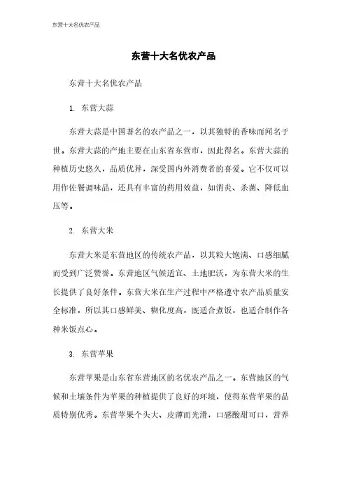 东营十大名优农产品