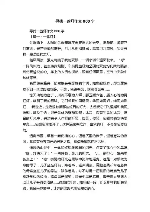 寻找一盏灯作文800字