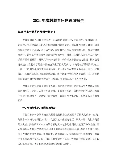 2024年农村教育问题调研报告