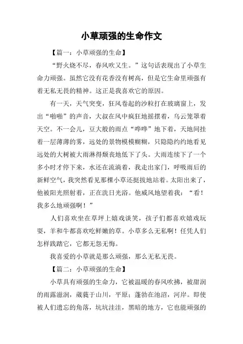 小草顽强的生命作文