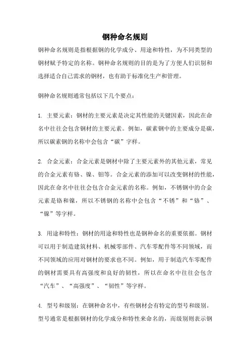 钢种命名规则