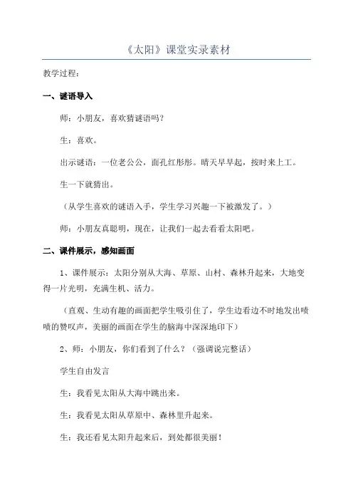 《太阳》课堂实录素材