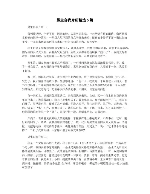 男生自我介绍精选5篇