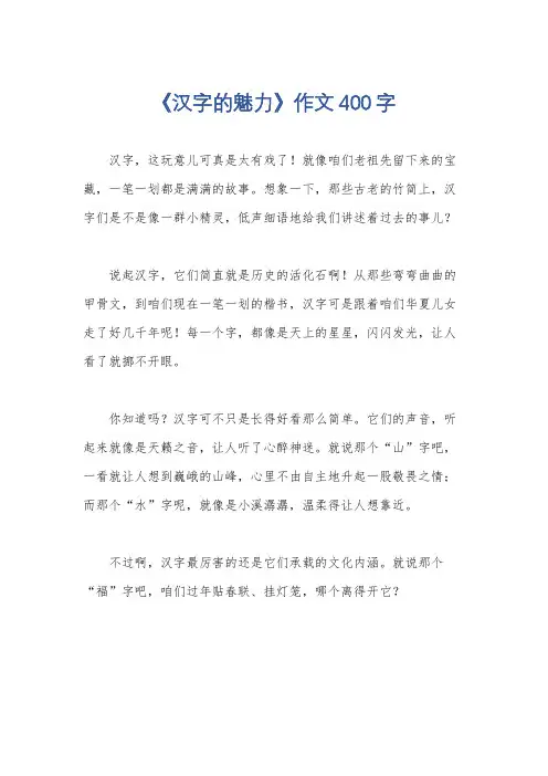 《汉字的魅力》作文400字