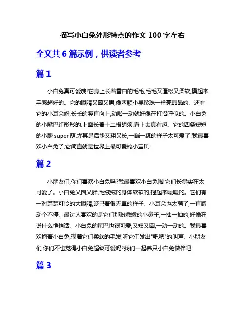 描写小白兔外形特点的作文100字左右