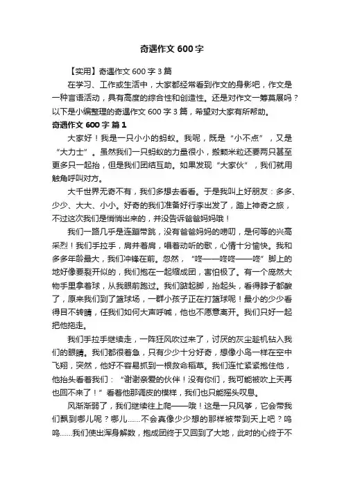 【实用】奇遇作文600字3篇