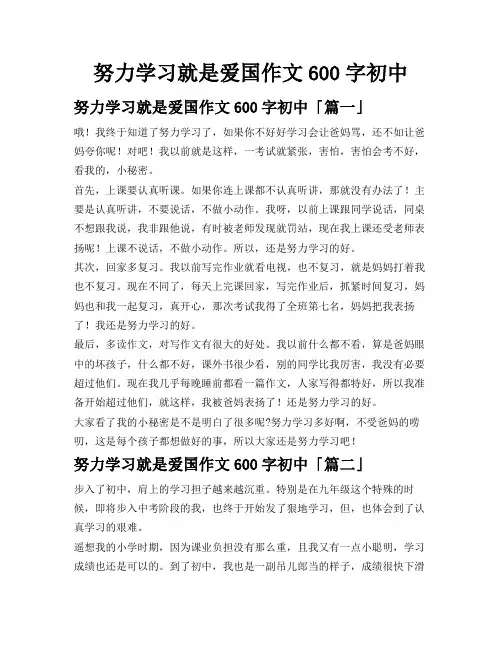 努力学习就是爱国作文600字初中