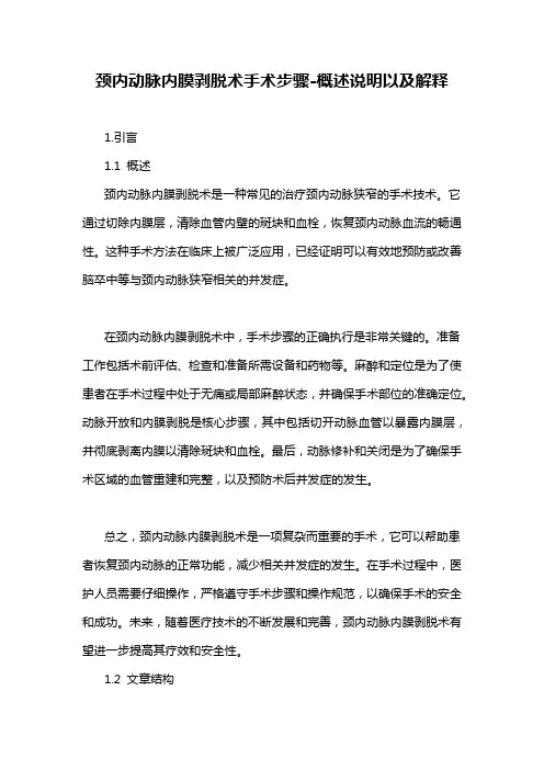 颈内动脉内膜剥脱术手术步骤-概述说明以及解释