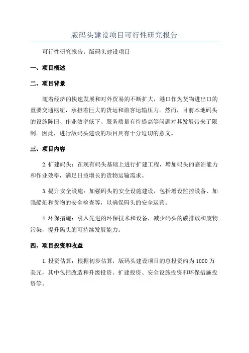版码头建设项目可行性研究报告