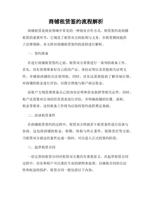 商铺租赁签约流程解析