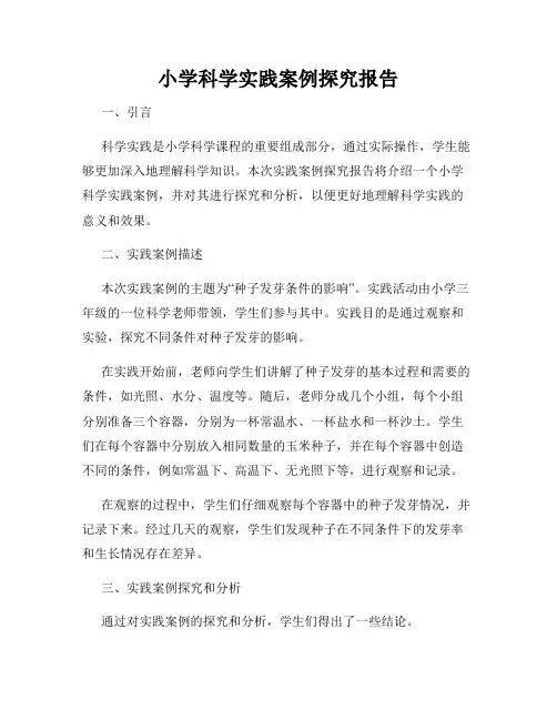 小学科学实践案例探究报告