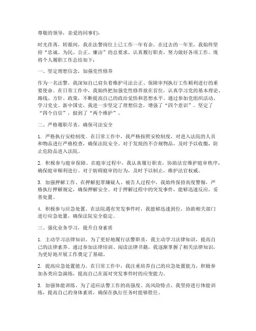 个人履职工作总结法警