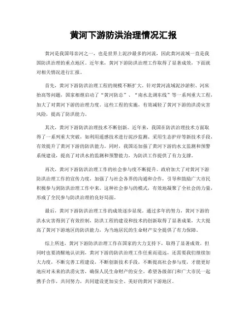 黄河下游防洪治理情况汇报