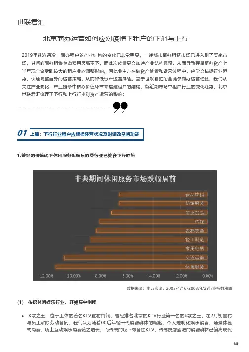 【精品报告】世联君汇 - 北京商办运营如何应对疫.情.下租户的下滑与上行