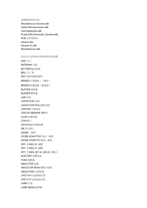 AltiumDesigner常用库及部分元件名中英文对照表