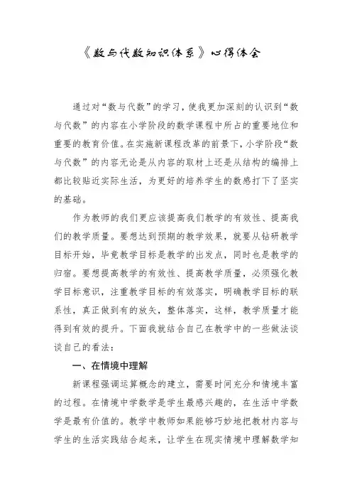 小学数学数与代数培训学习心得体会